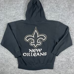 Cotton Heritage Hoodie Mens Size L Black New Orleans Pullover Graphic Sweatshirt